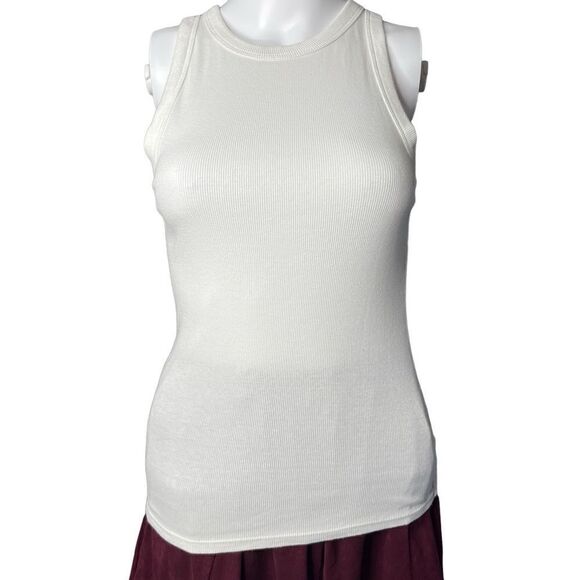 a new day Ribbed High Neck Casual Tank Top White Size Medium - Picture 1 of 3